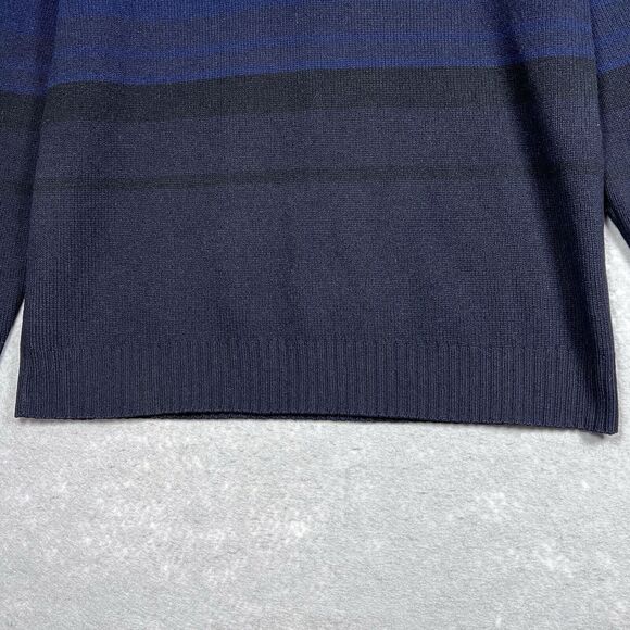 Banana Republic Sweater Mens Large Lambswool Cashmere 1/4 Zip Black/ Blue Stripe - Picture 3 of 10